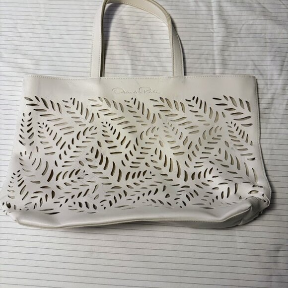 Oscar De La Renta White Tote Bag Cutout Organizer - Picture 1 of 4